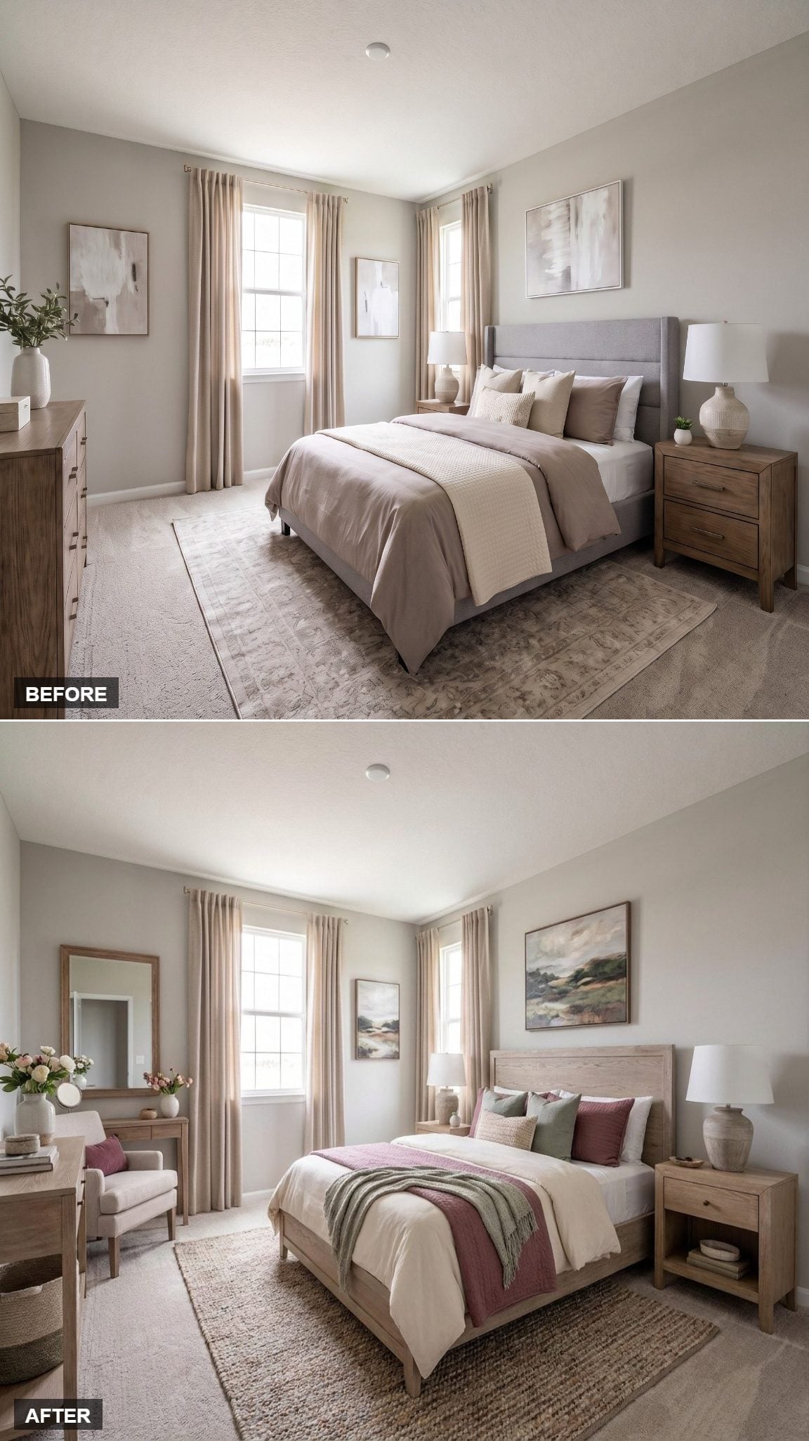 Dusty Rose and Sage Gave Her Master Bedroom a Color Story She Could Finally Call Her Own