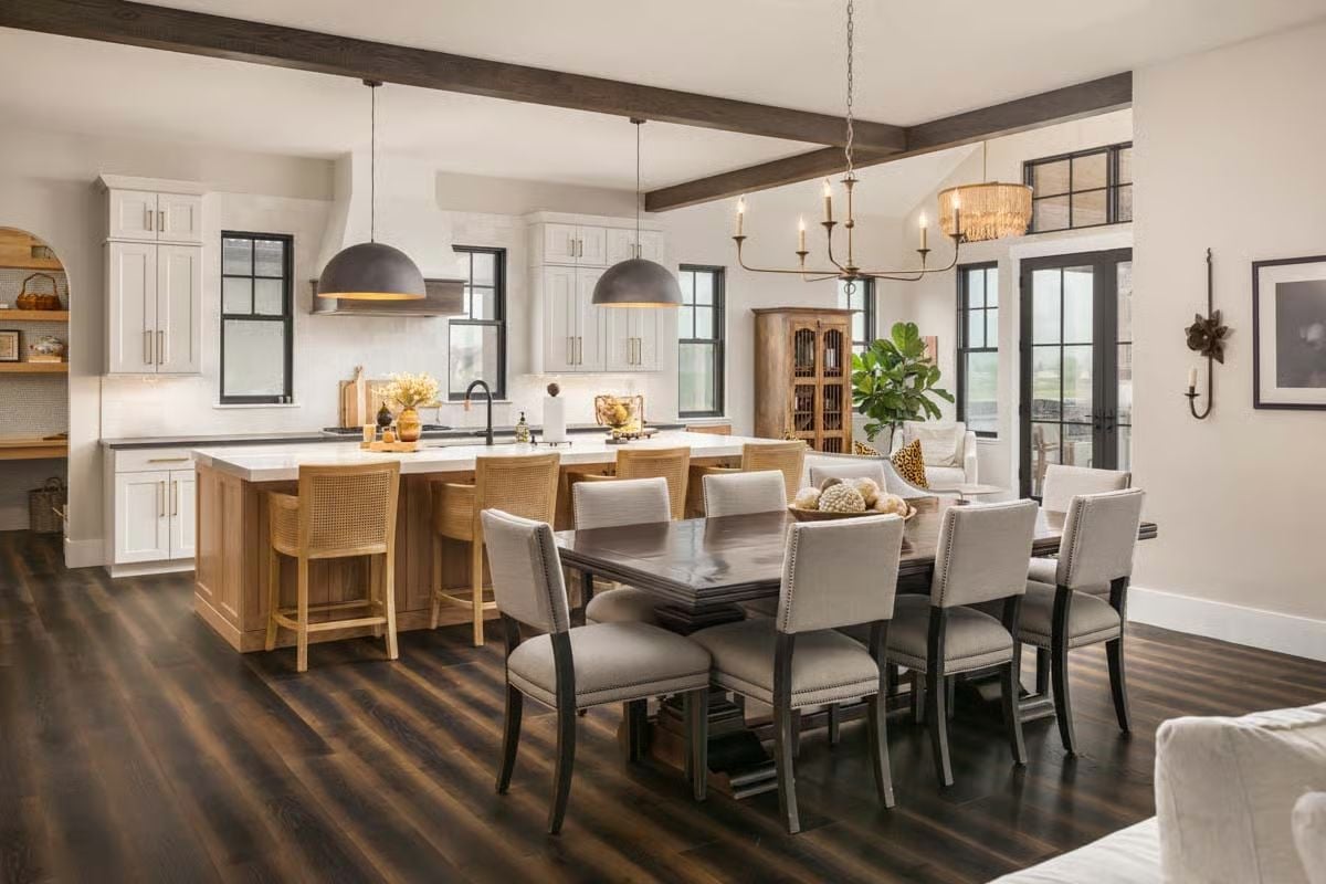 Cane Barstools, Candle Chandeliers, and a Table Built for Ten