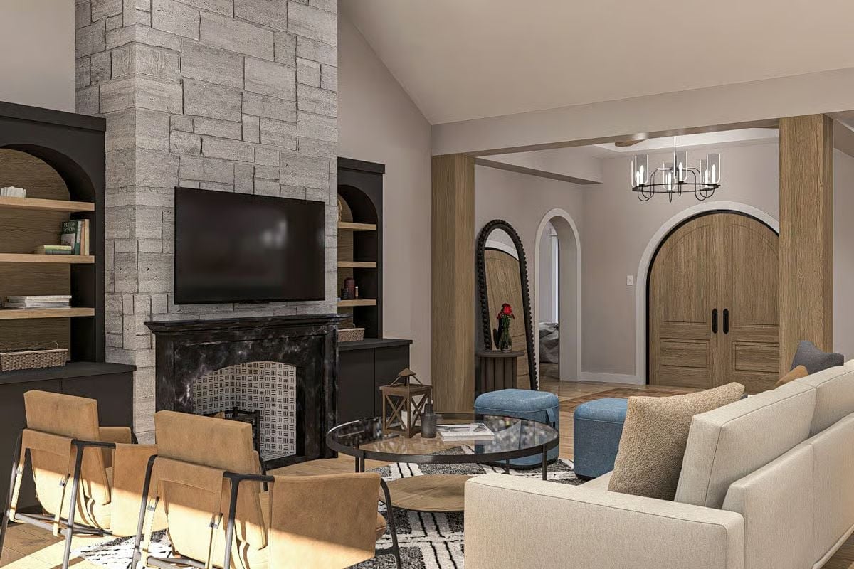 Marble Fireplace Surround, Stone Column, and a Room That Actually Has Bones