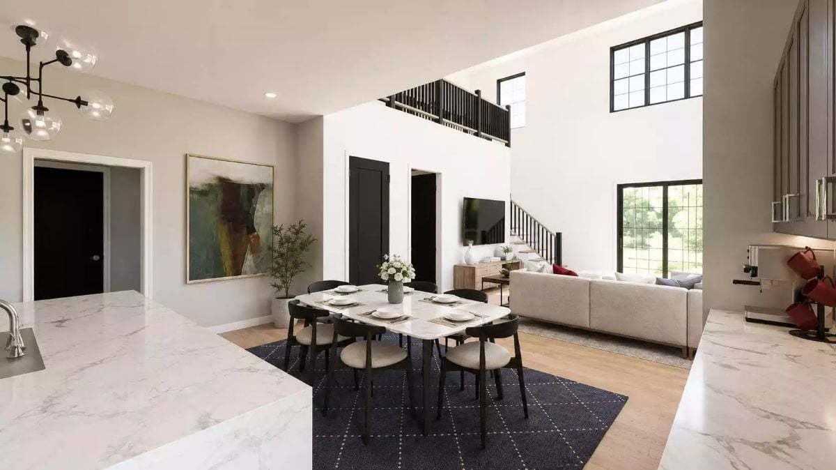 Double-Height Ceilings and Marble Counters That Actually Earn the Open Concept Label