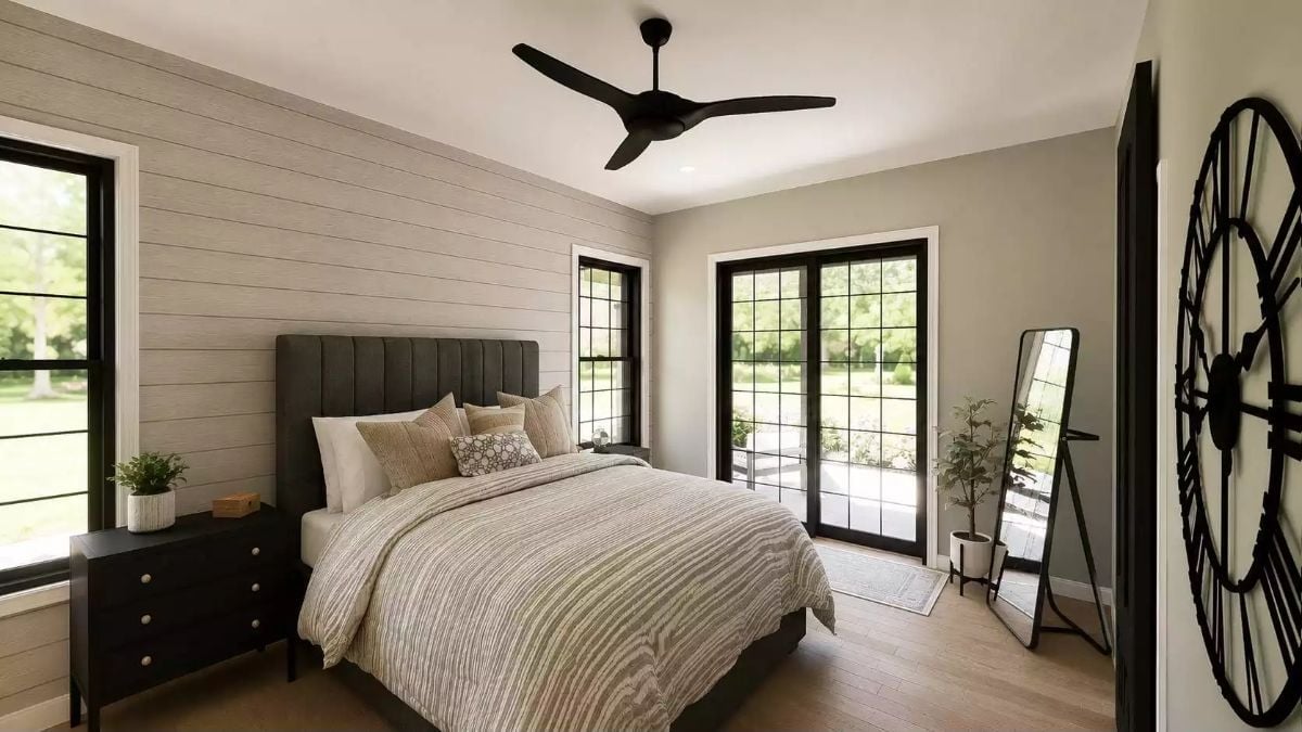 Shiplap, Black Frames, and a Fan That Actually Belongs Here