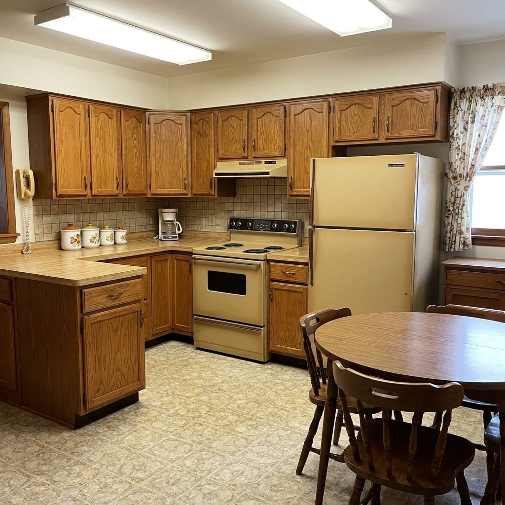 Almond-Colored Refrigerators and Ranges Trying to Look Neutral