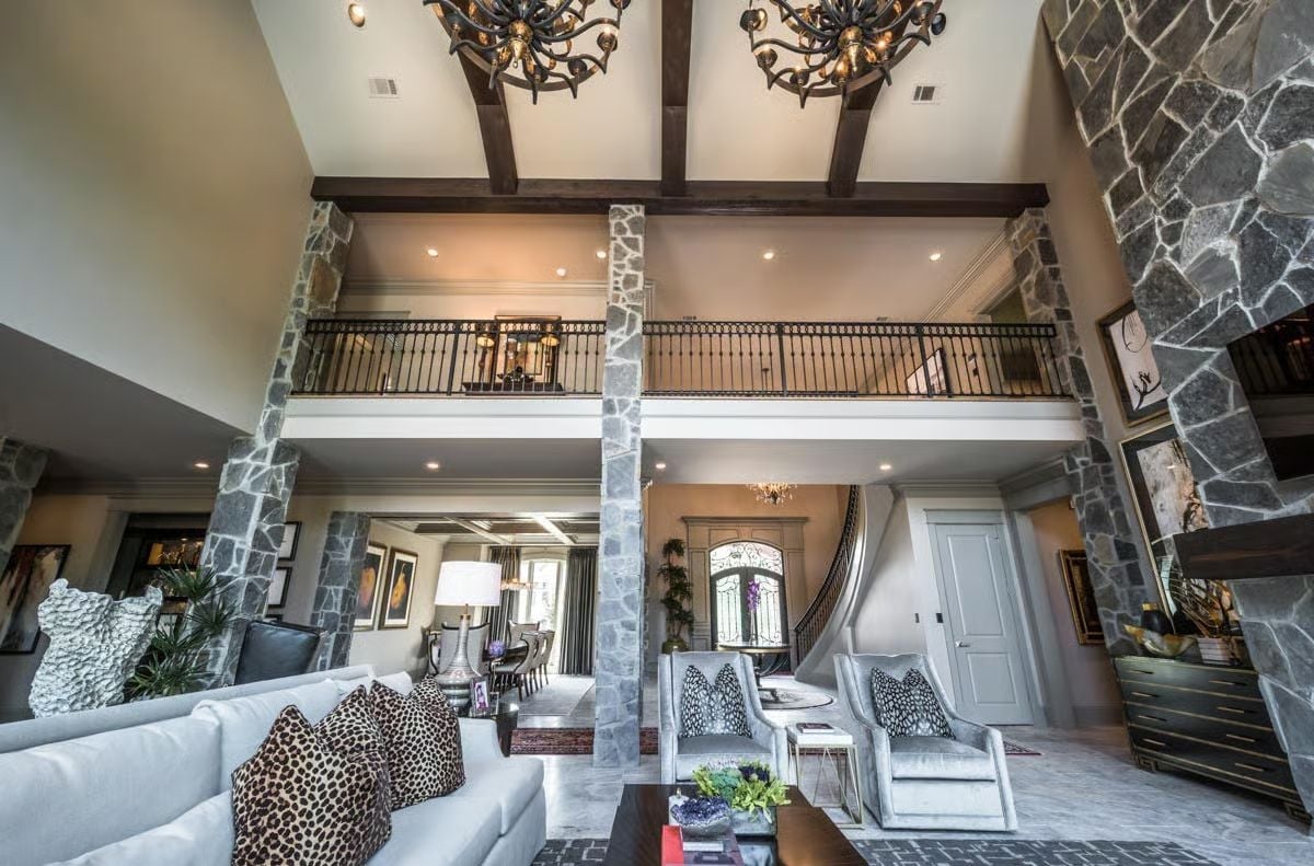 Stone Columns, Cathedral Beams, and Two Floors Living as One