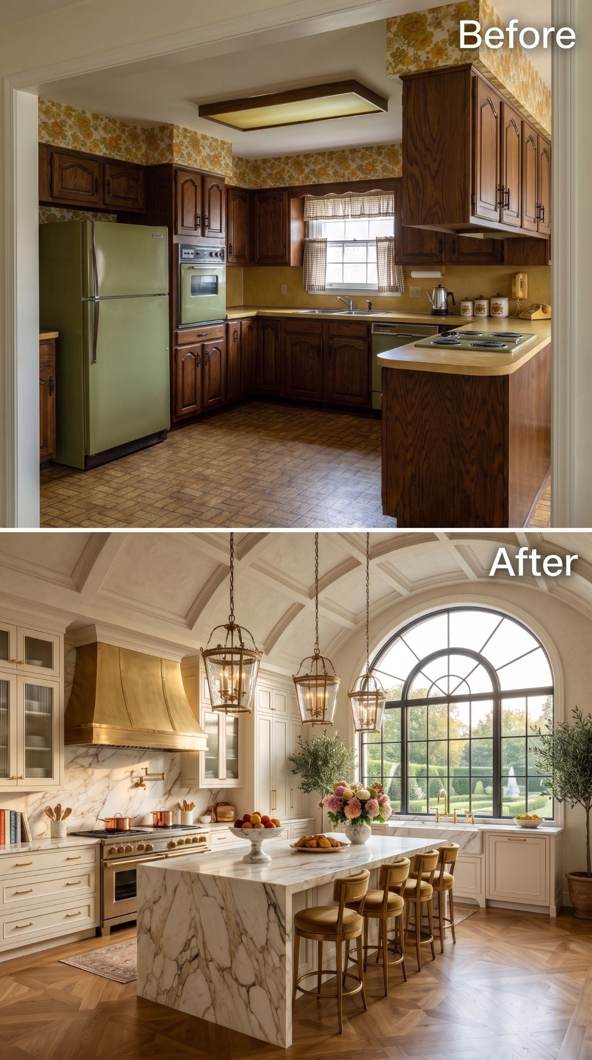Groin Vaults and Brass Lanterns Gave That Avocado Kitchen the Last Word It Deserved