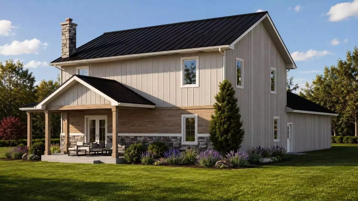 Board-and-Batten Meets Stone Base on a Farmhouse That Actually Earns the Look