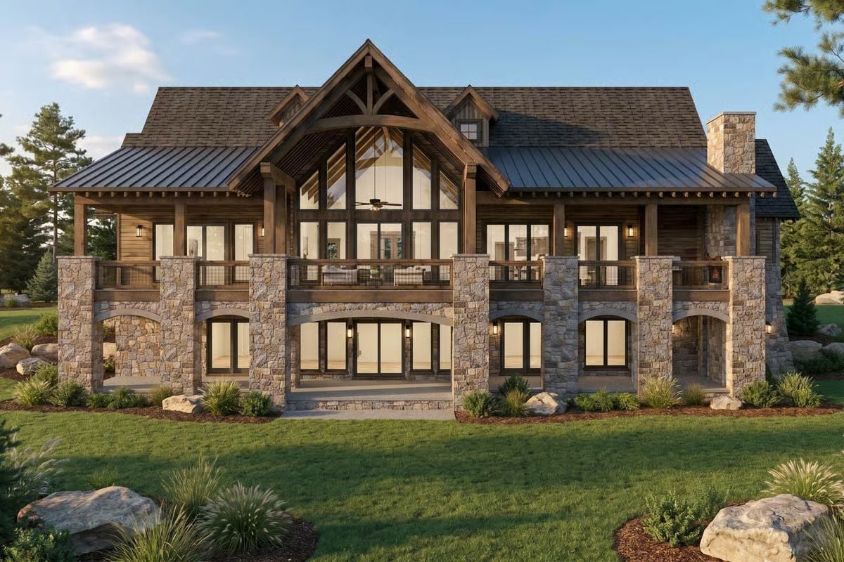 Stone Columns, Exposed Timber, and a Back Elevation Built to Impress