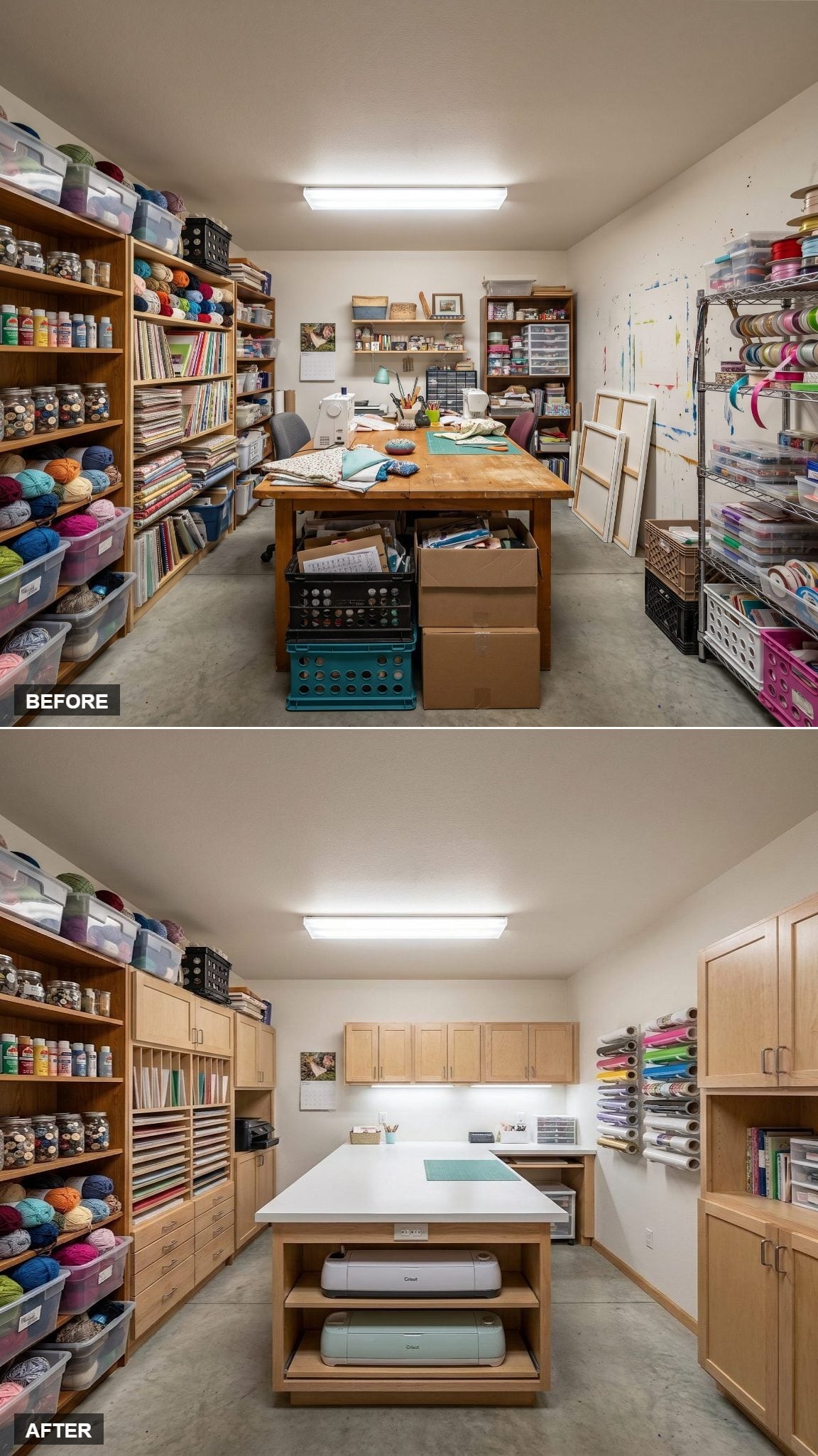 Maple Cabinetry and a Cricut Island Gave This Craft Room an Actual Studio Identity