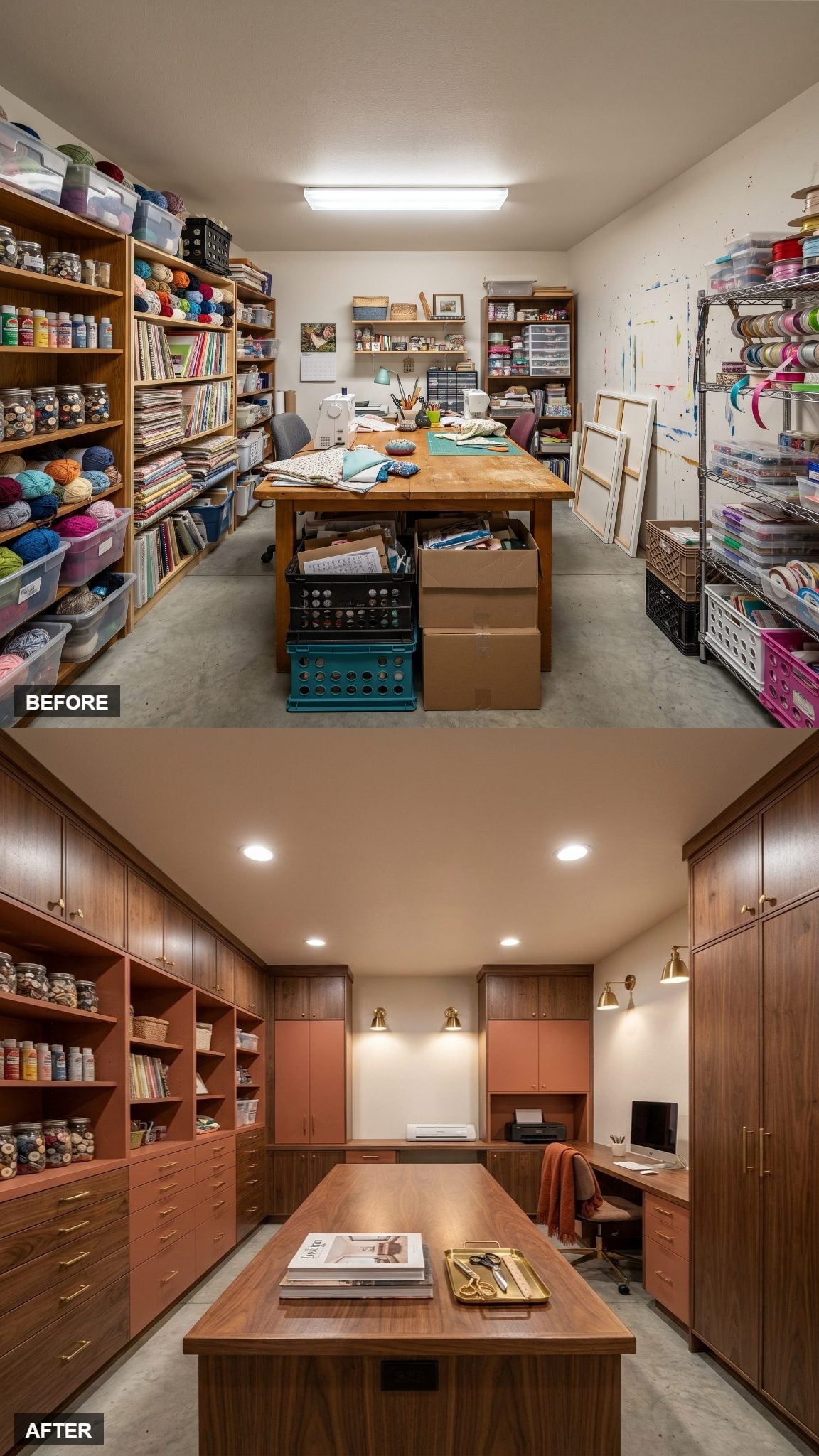Walnut Cabinetry and Terracotta Accents Gave One Craft Room a Real Studio Identity