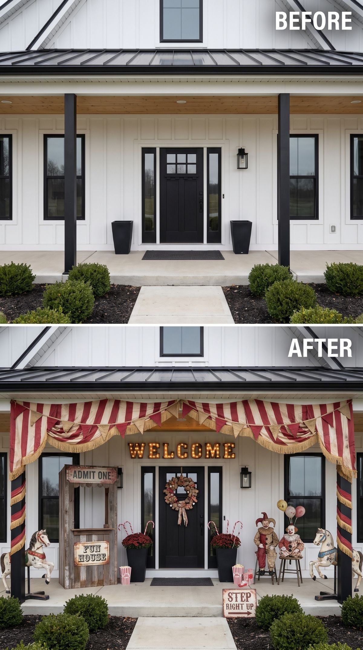 Carnival Comes Calling: A Vintage Big Top Takes Over a Modern Farmhouse Porch