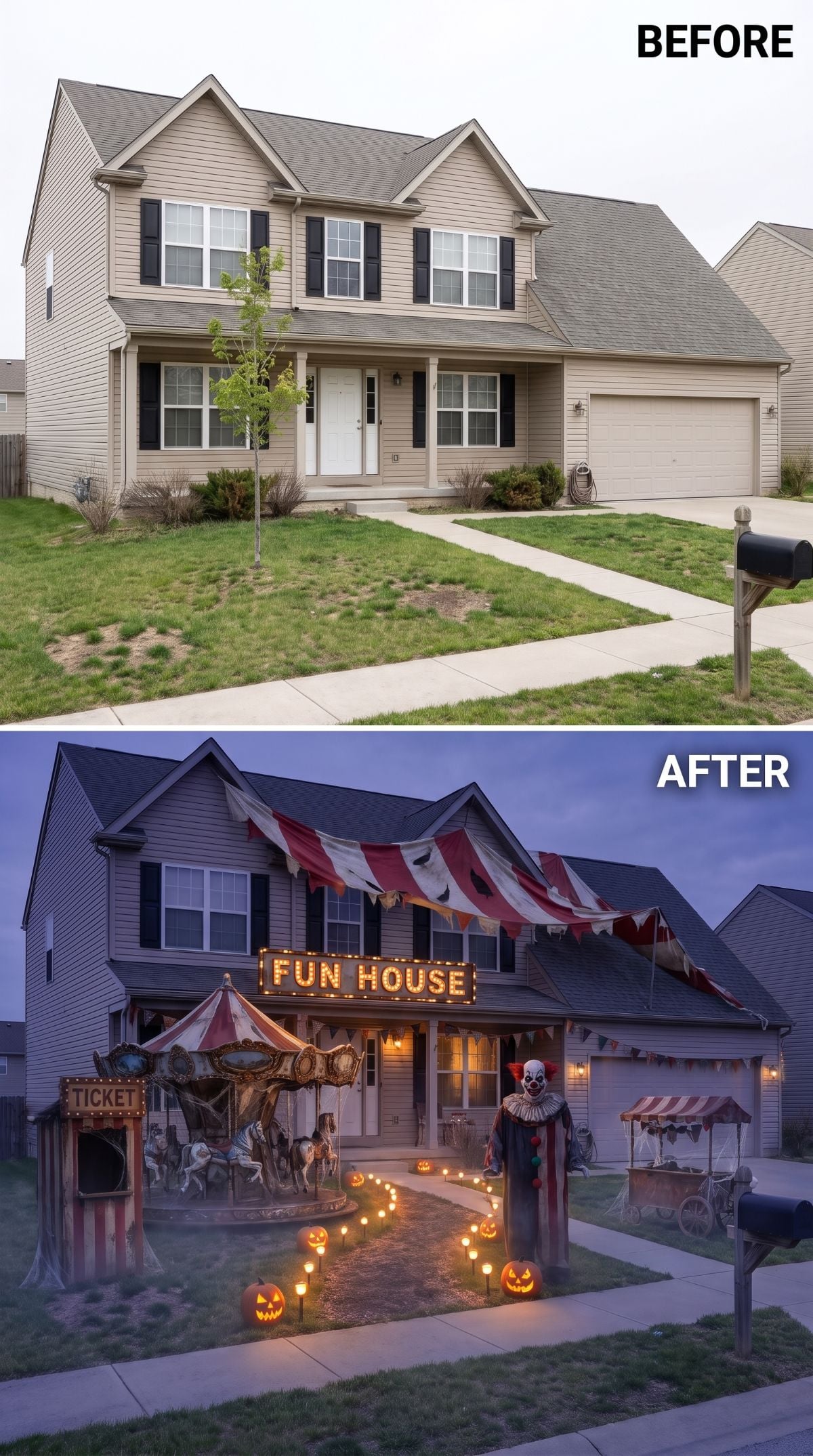 Creepy Carnival Fun House Takes Over an Entire Suburban Front Yard