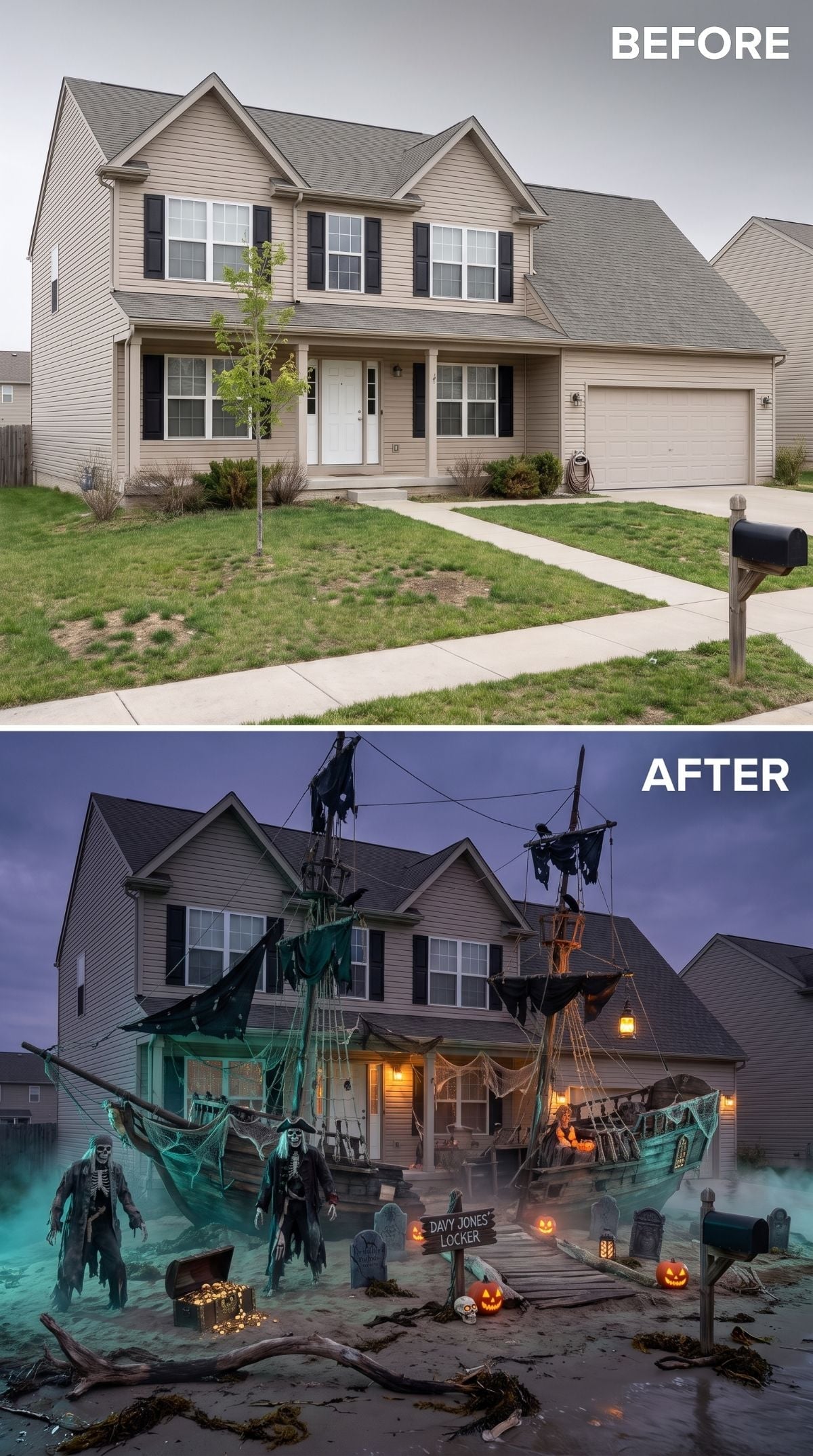 Ghost Ship Crashes Into Suburban Front Yard and Davy Jones Moves In