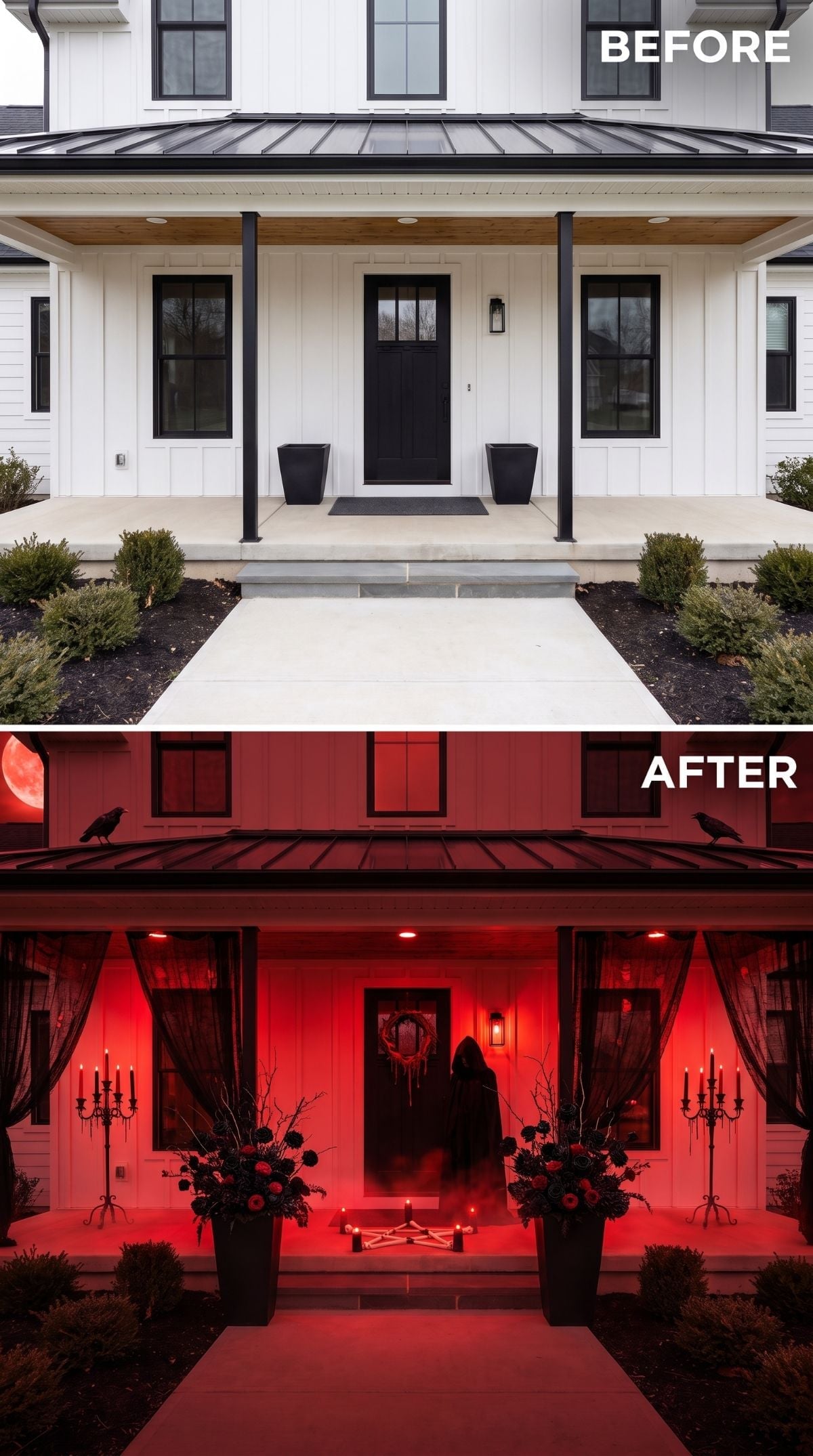 Red Moon Gothic: How Candelabras and a Cloaked Figure Took Over a Farmhouse Porch