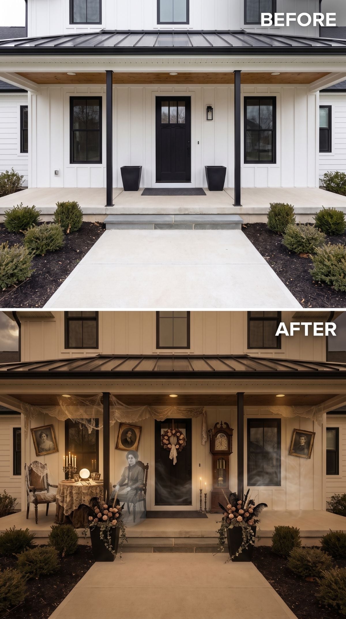 Victorian Séance Takes Over a Modern Farmhouse Porch for Halloween