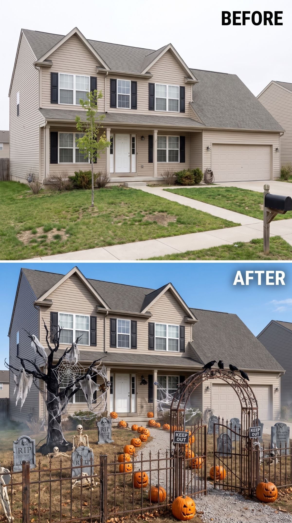 Wrought Iron Gates and Crow-Lined Arches Turn Suburban Beige Into Pure Dread
