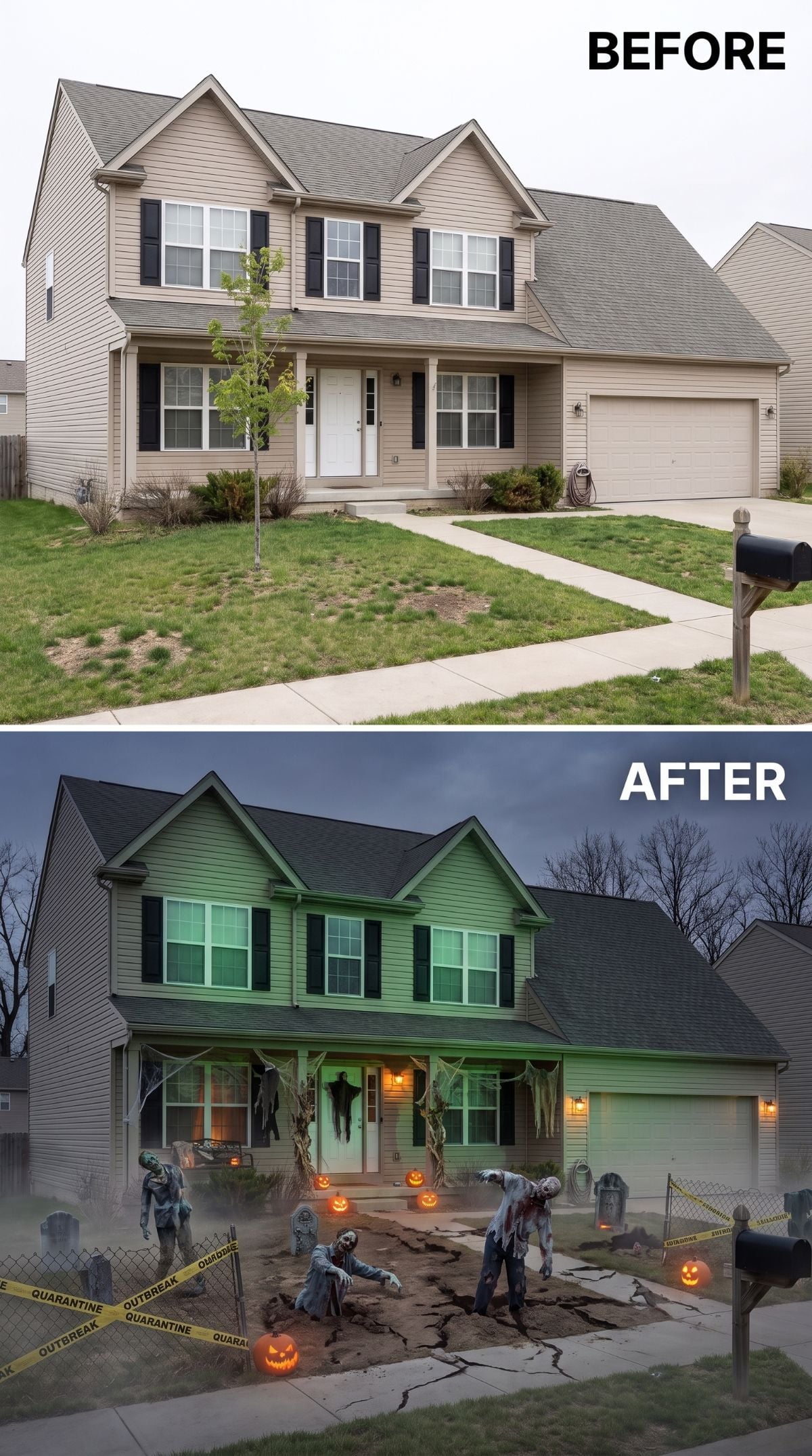 Zombie Outbreak Staging Turns a Quiet Suburban Lawn Into Ground Zero