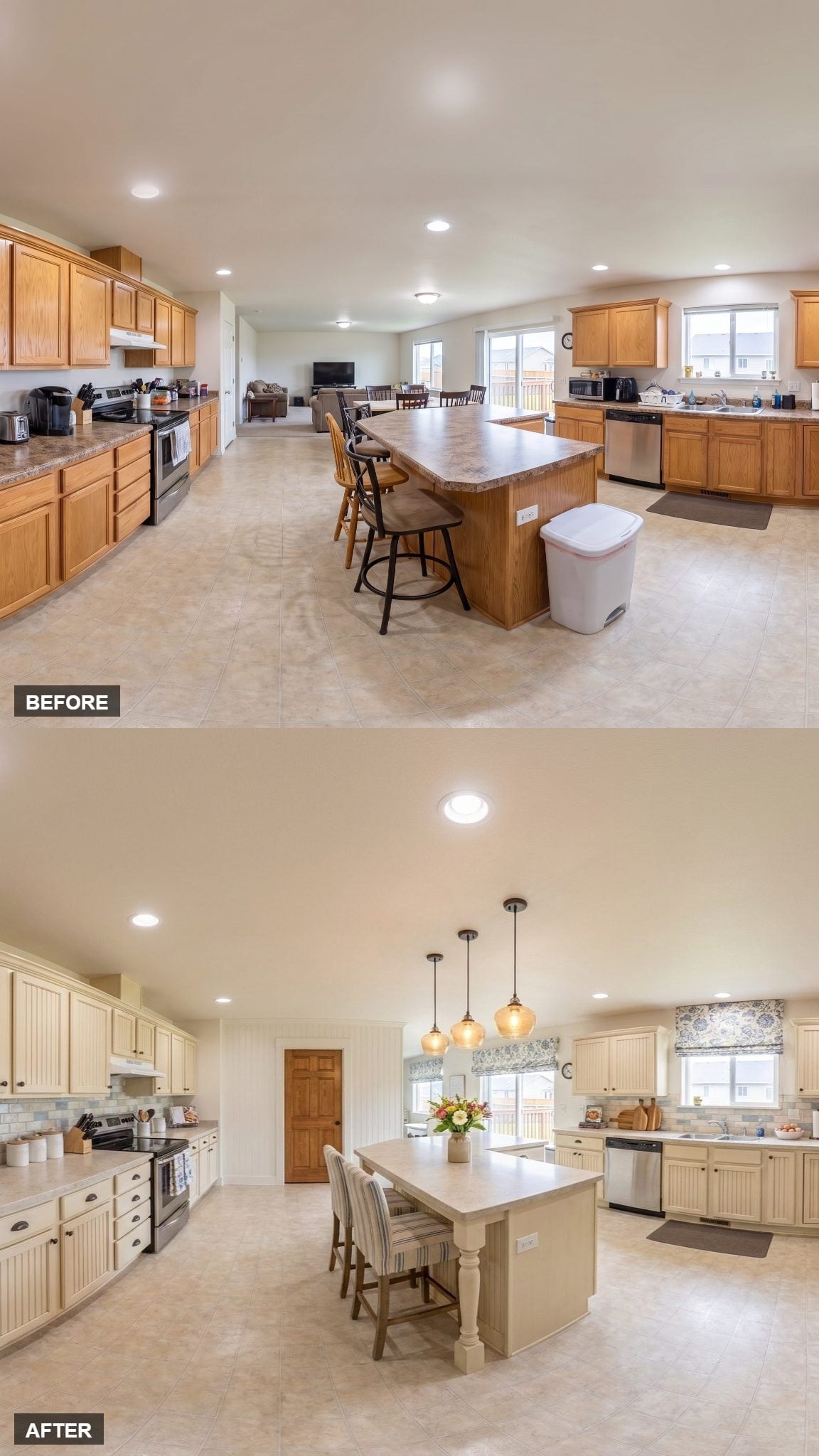 Beadboard Cabinets, Roman Shades, and an Island That Finally Belongs