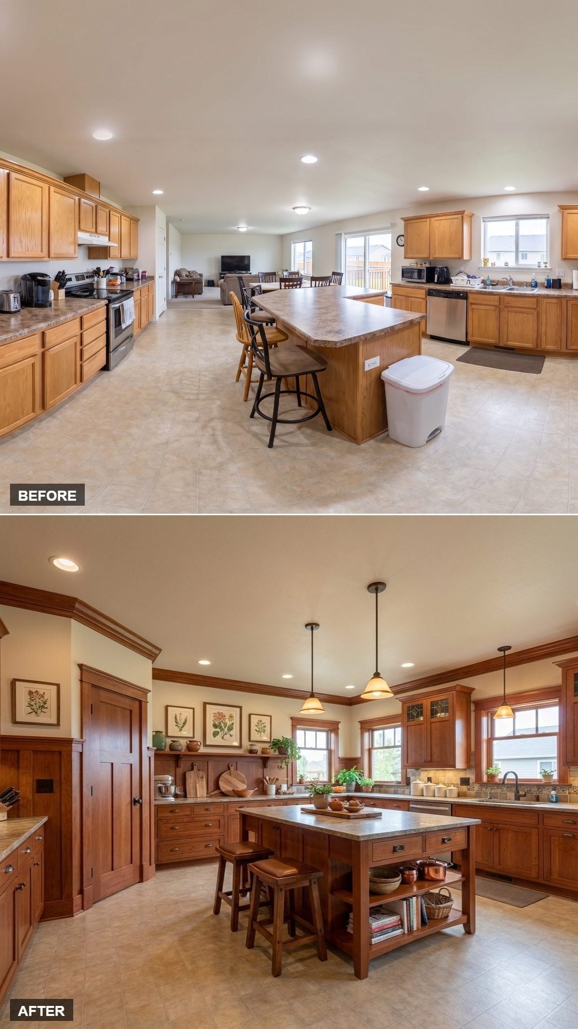 Craftsman Cabinets, Pendant Warmth, and a Hutch Wall That Finally Earns Its Square Footage