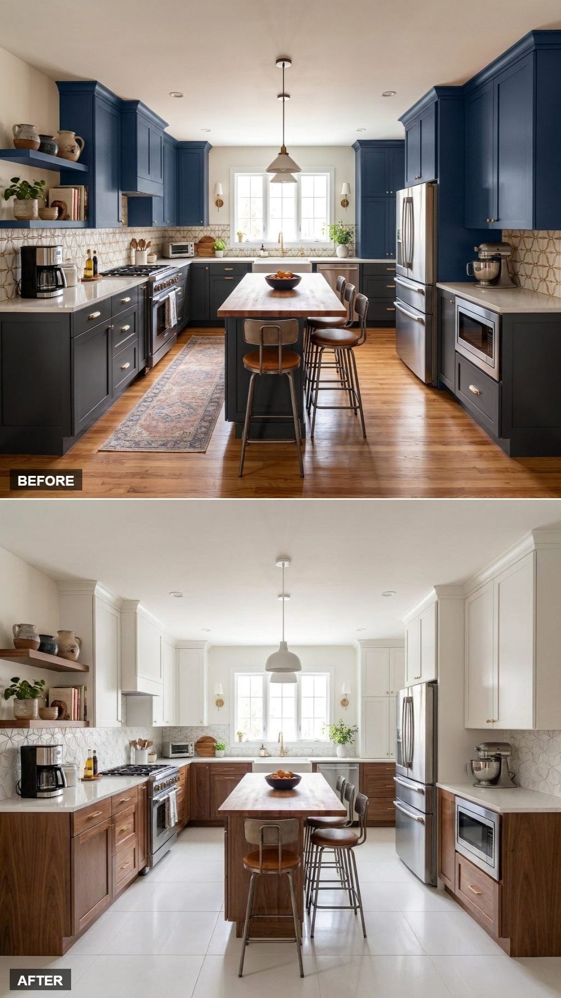 Two-Tone Done Right: White Uppers, Walnut Lowers, and a Kitchen Built to Last