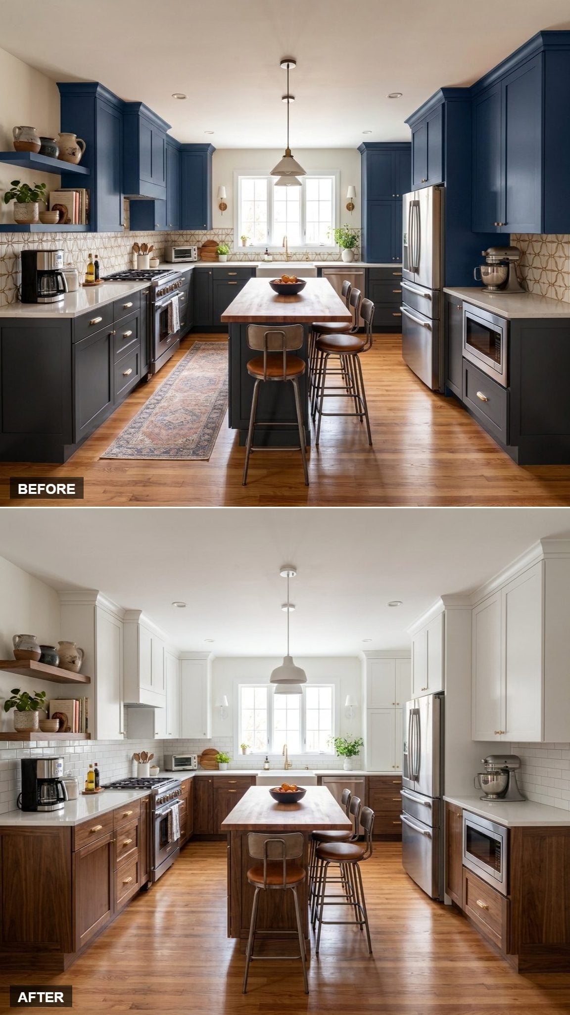 Walnut Lowers, White Uppers, and a Kitchen Where Calm Became the Point