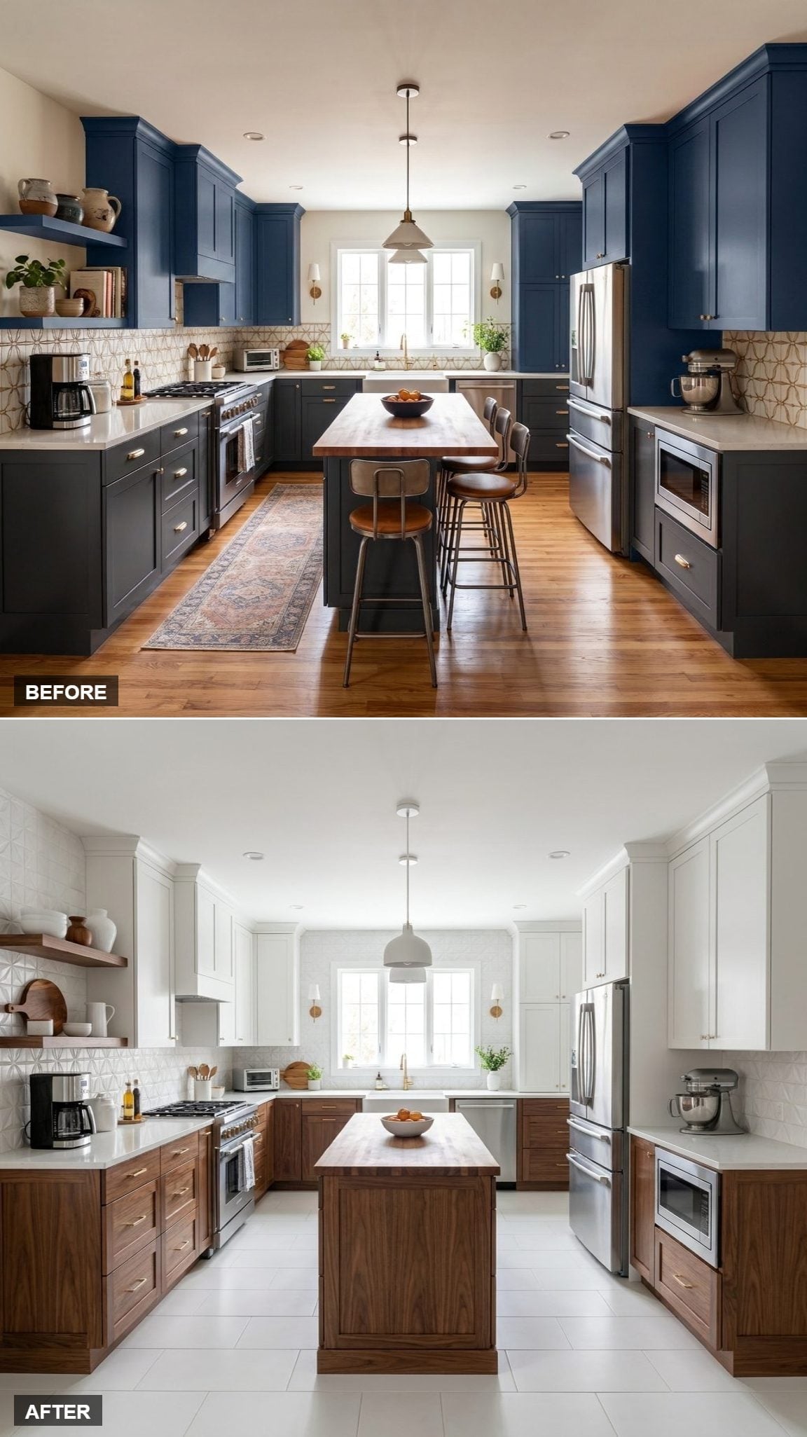 Walnut Lowers, White Uppers, and a Kitchen Where the Tile Finally Gets Credit