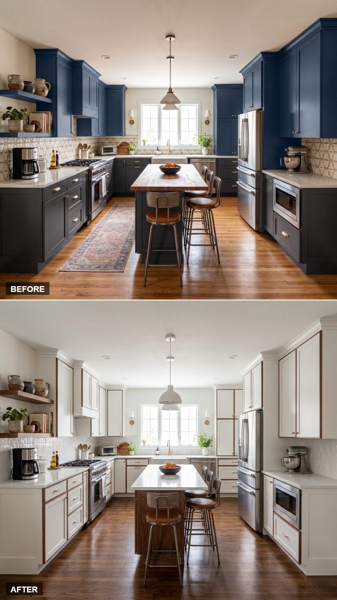 White Cabinets, Walnut Frames, and a Kitchen Where Brightness Did the Heavy Lifting