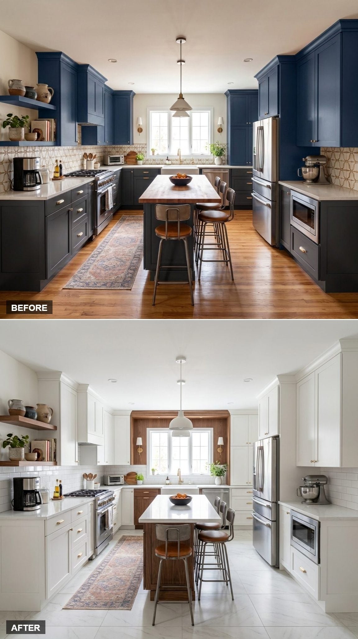 White Perimeter, Walnut Island Base, and a Kitchen That Made Quiet Look Intentional