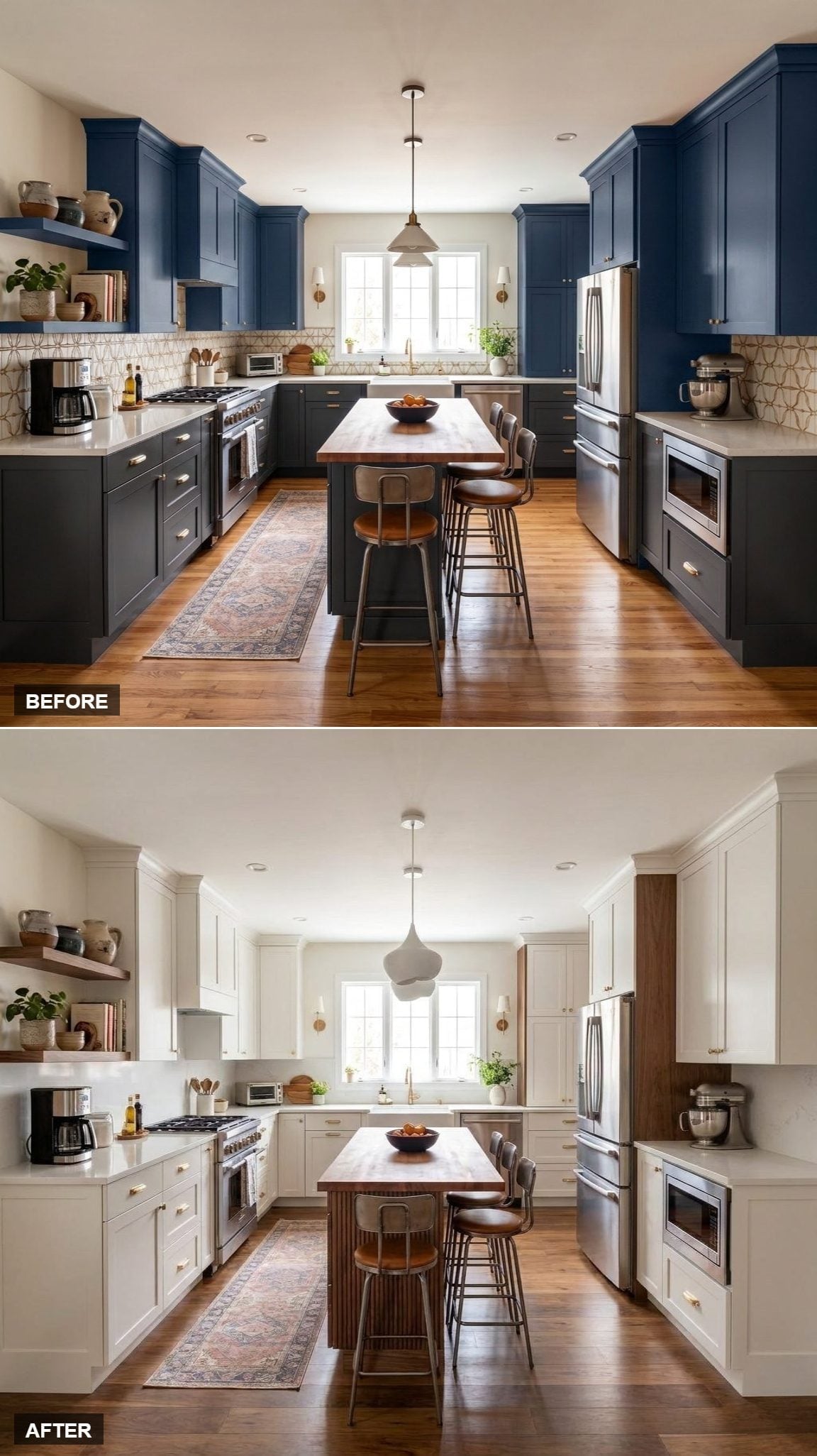 White Shaker Cabinetry, Walnut Island Base, and a Kitchen Where the Light Finally Won