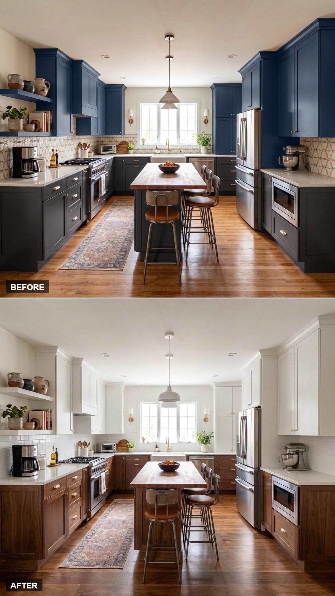 White Uppers, Walnut Lowers, and a Kitchen Where the Contrast Did Exactly Enough