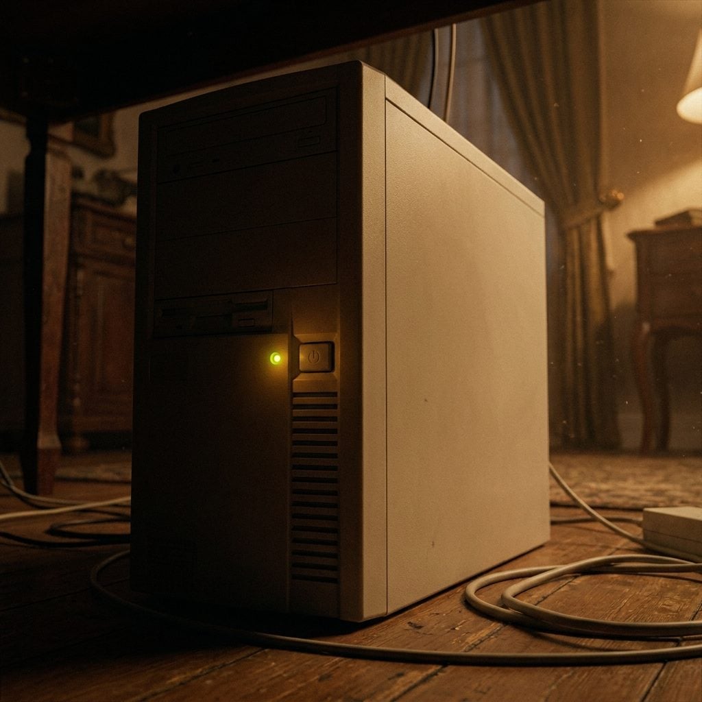 The Beige Desktop Tower Humming Away Under the Desk