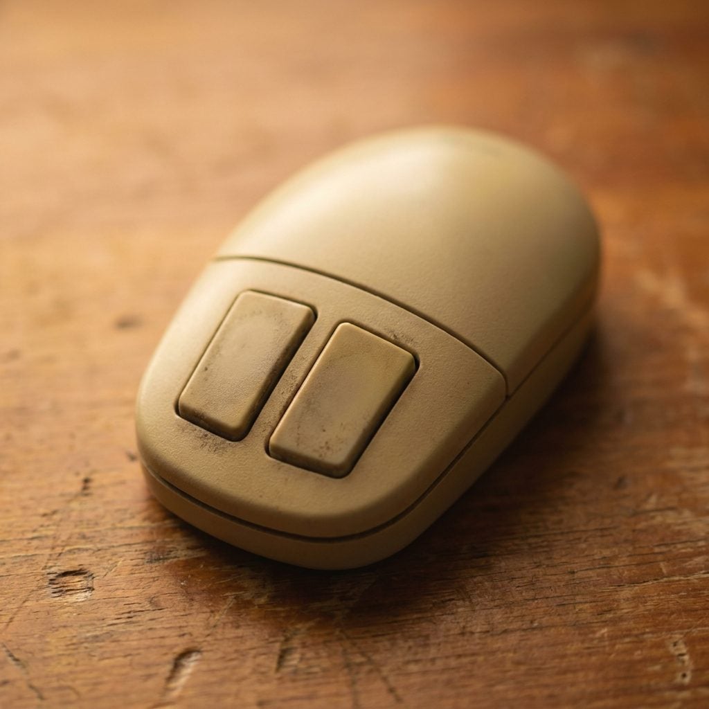 The Beige Two-Button Mouse With a Ball Inside
