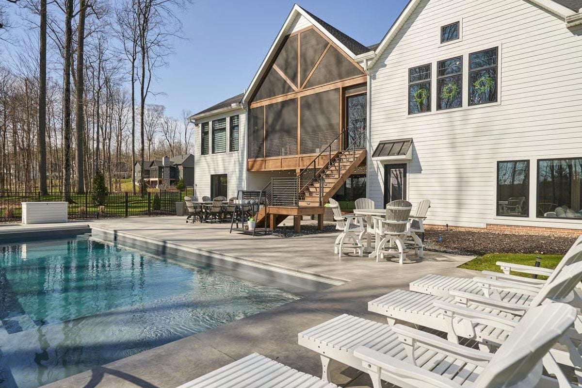 Elevated Pool Deck with Screened Porch Perch Above