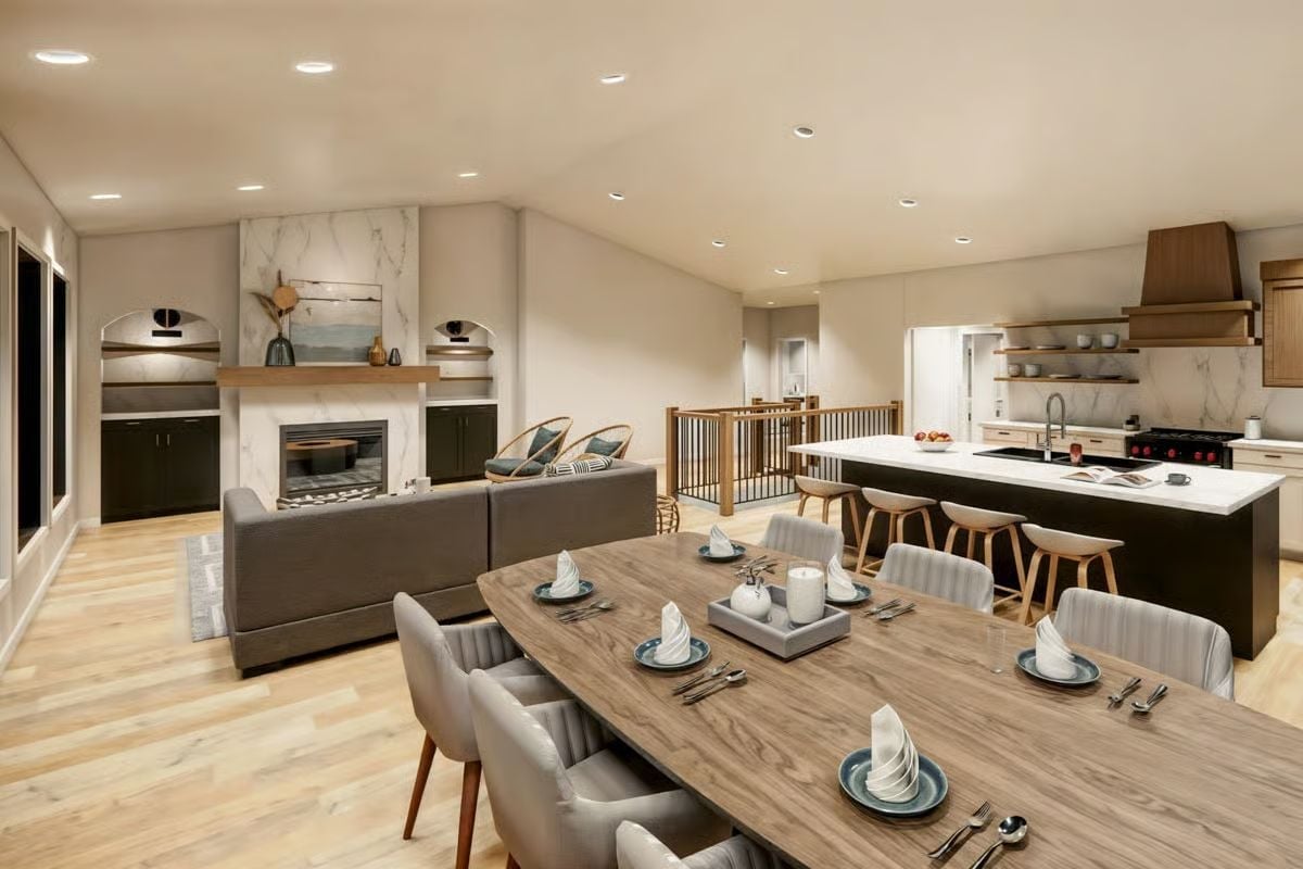 Open-Plan Living Where the Kitchen Island Does Most of the Heavy Lifting