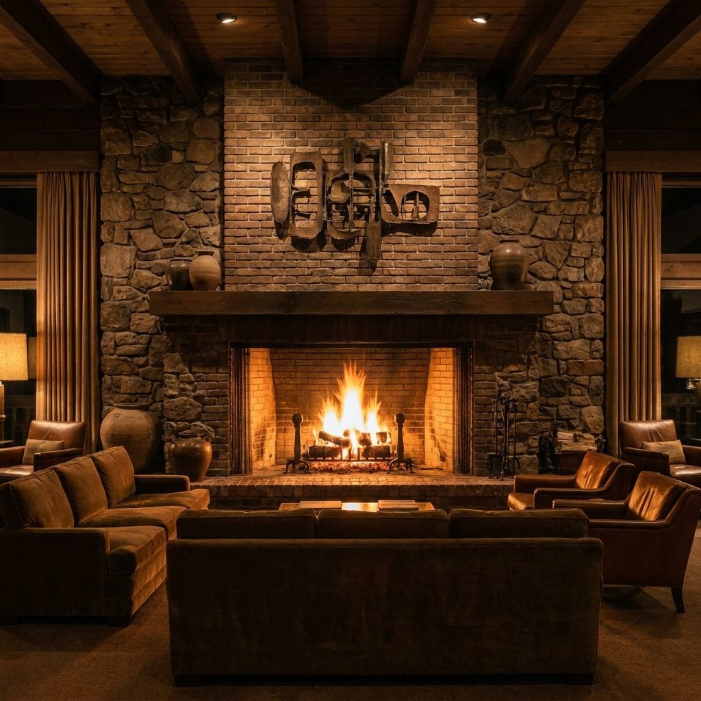 The Big Brick or Stone Fireplace