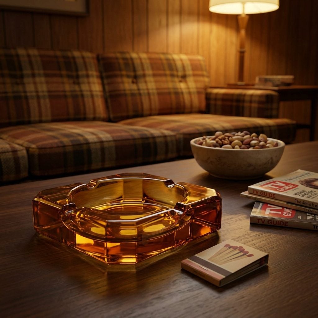 The Big Glass Ashtray on the Coffee Table