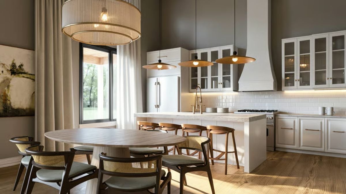 Oval Table, Rattan Chairs, and a Kitchen That Doesn't Hide Behind a Wall