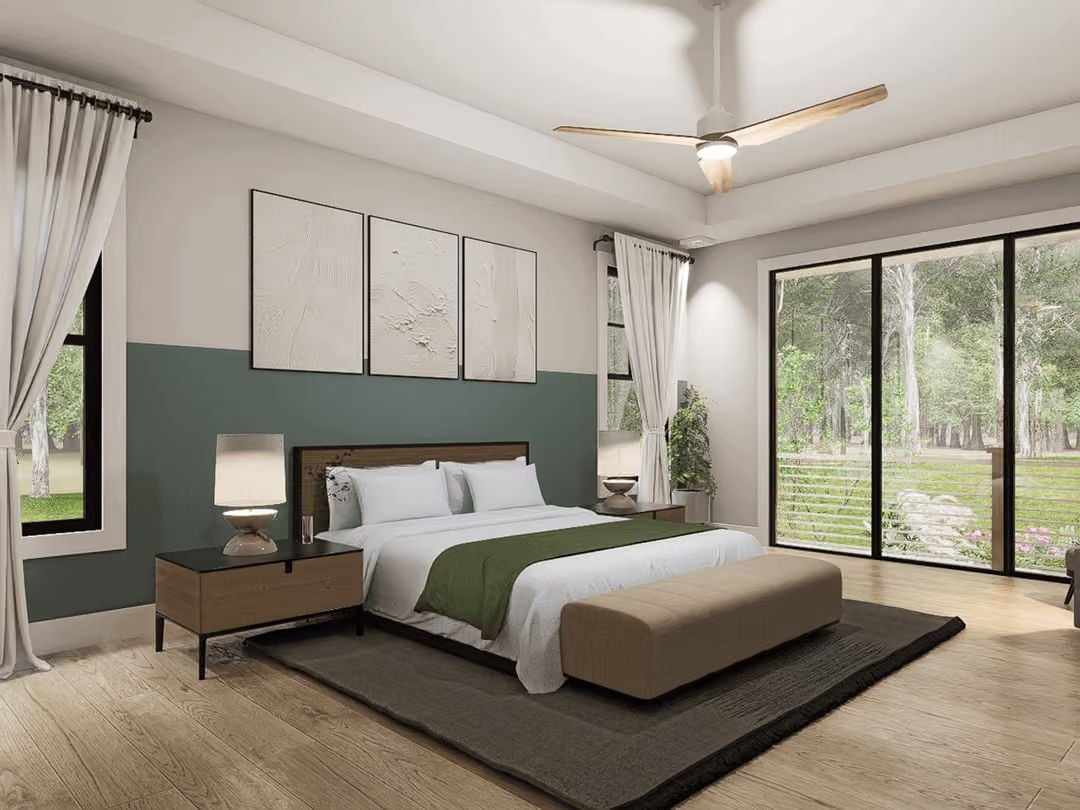 Sage Half-Wall and Three Canvases That Know Exactly When to Stop