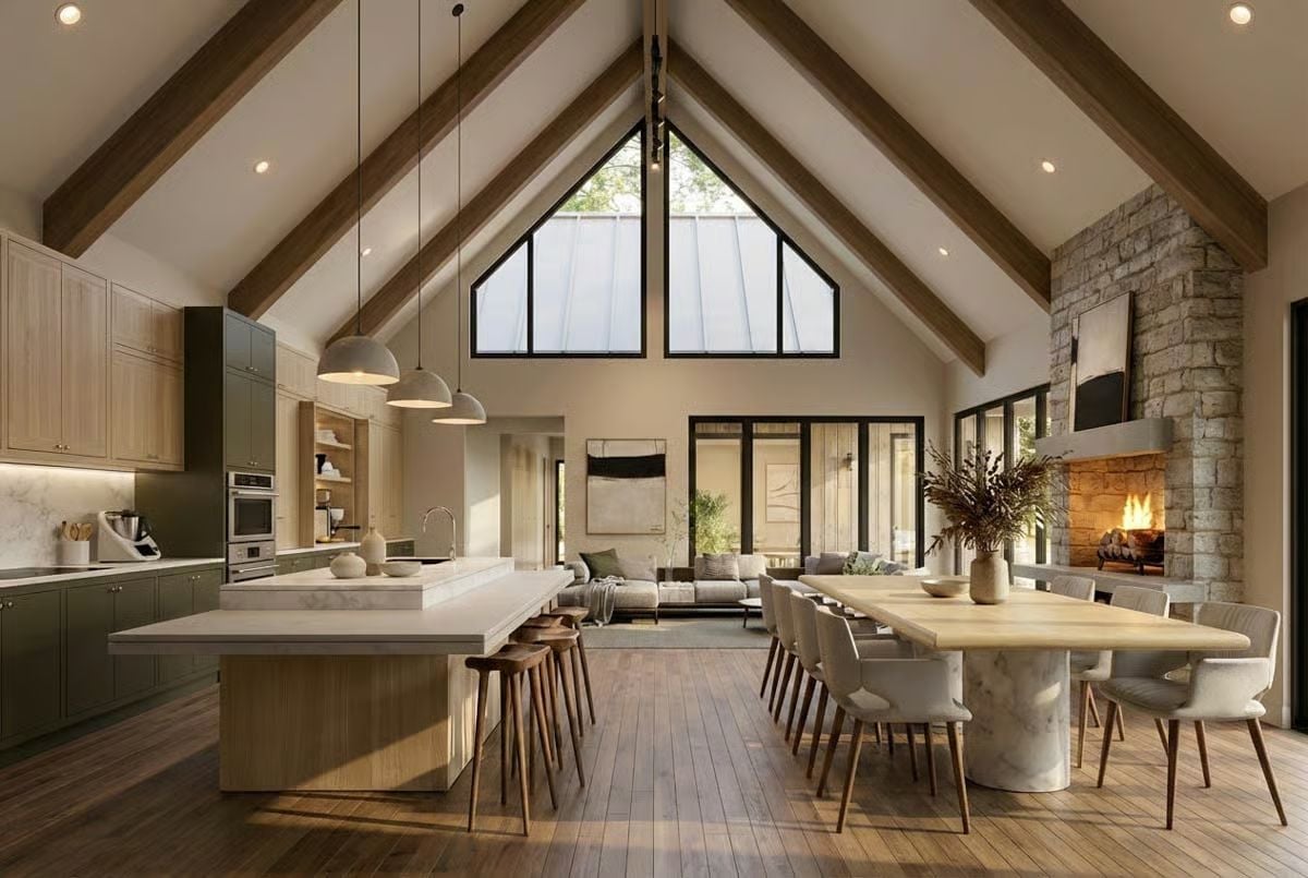 Marble Island, Stone Fireplace, One Great Room Doing All the Work
