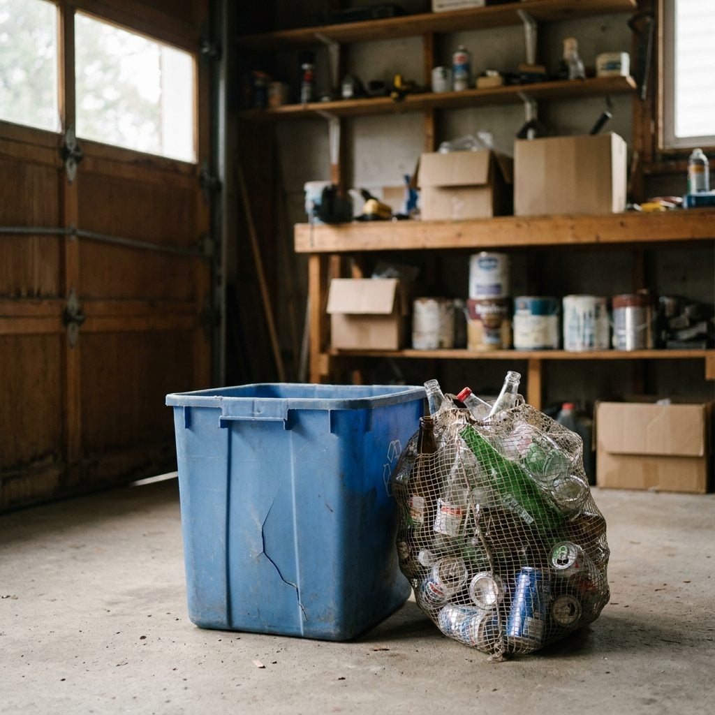 The Blue Recycling Bin and the Sack of Returnable Bottles