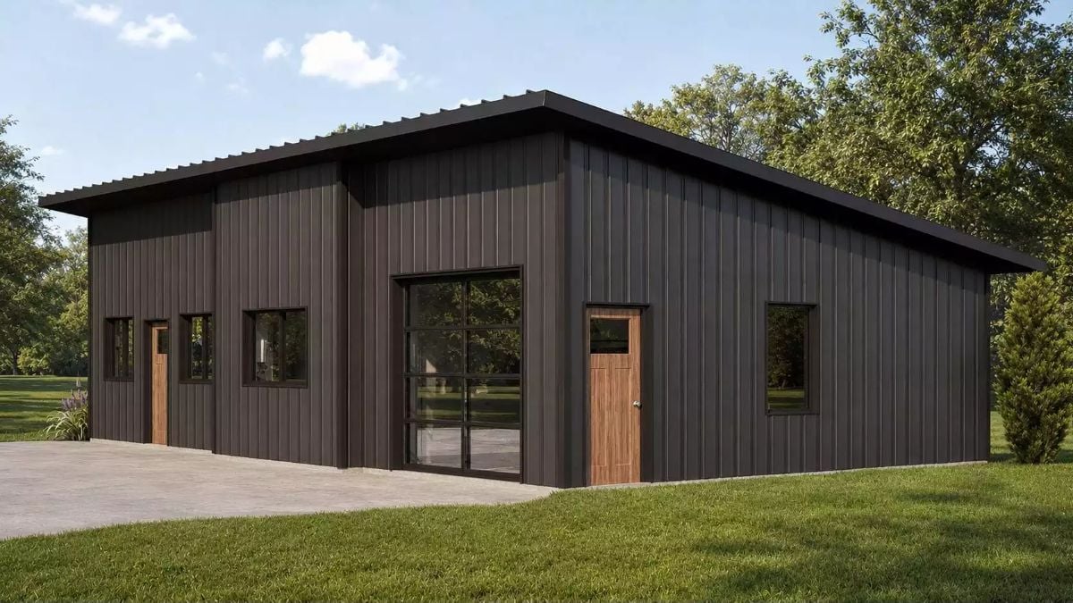 Dark Metal Cladding and Wood Accents Give This ADU the Feel of a Modern Ranch