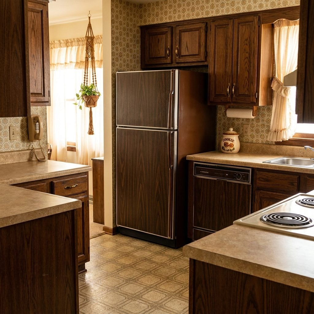 Brown or Woodgrain Panels on the Fridge and Dishwasher