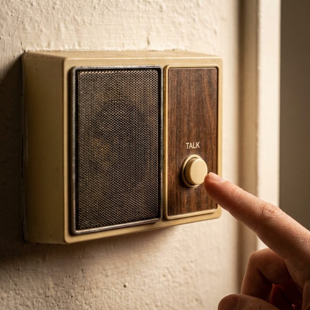 The Built-In Wall Intercom by the Kitchen Door