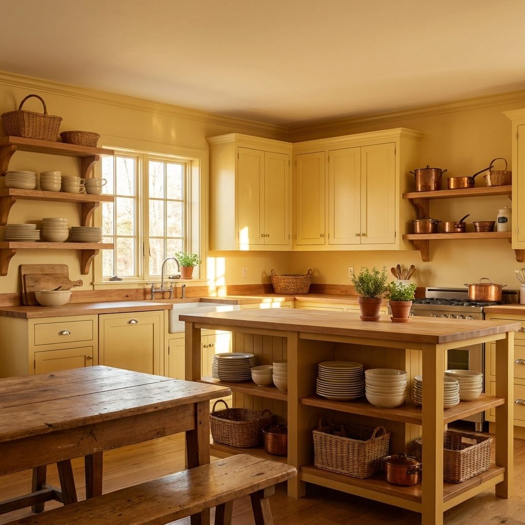 Butter-Yellow Cabinets and Walls