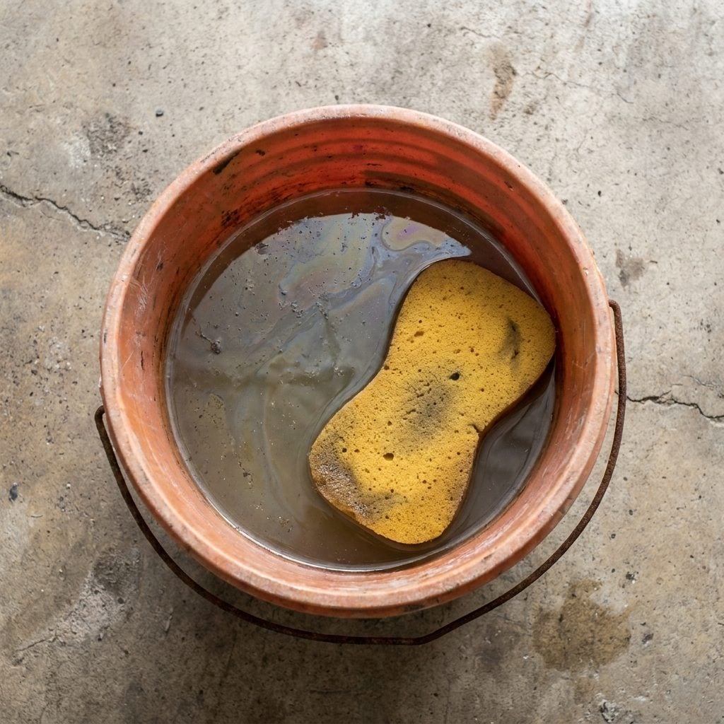 The Car-Washing Bucket With the Sponge Still Floating In It