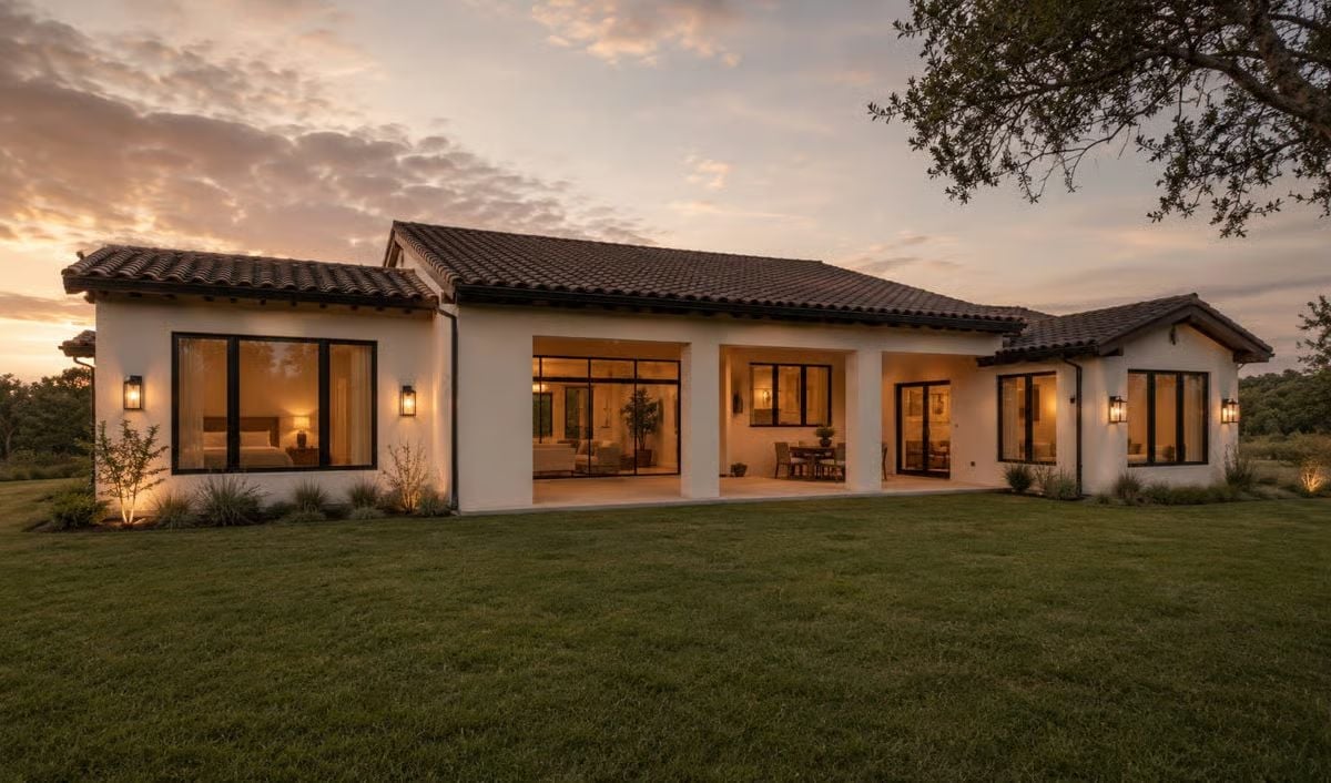 Warm Light Spills Through Black-Framed Glass at Golden Hour