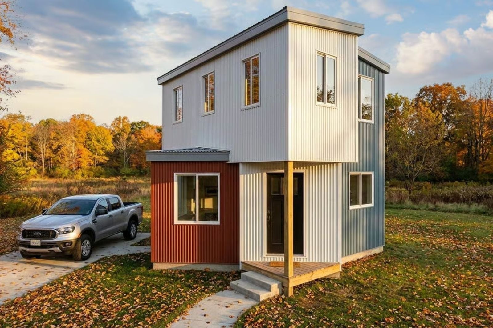 Cedar Frame 1-Bedroom Boxes-Built Modern Cottage with Loftice Designed for Remote Workers Who Need a Door That Actually Closes (Floor Plan)