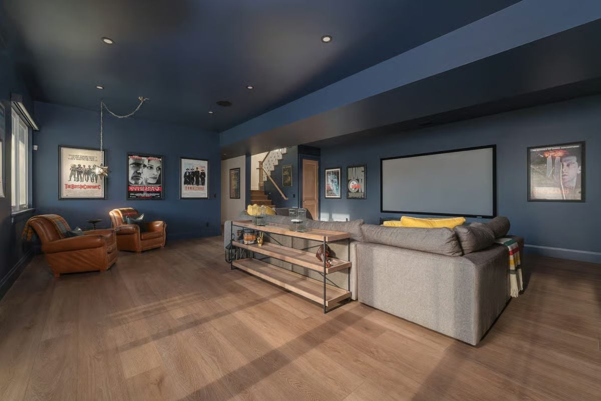 Movie Posters, Projection Screen, and a Basement That Actually Gets Used