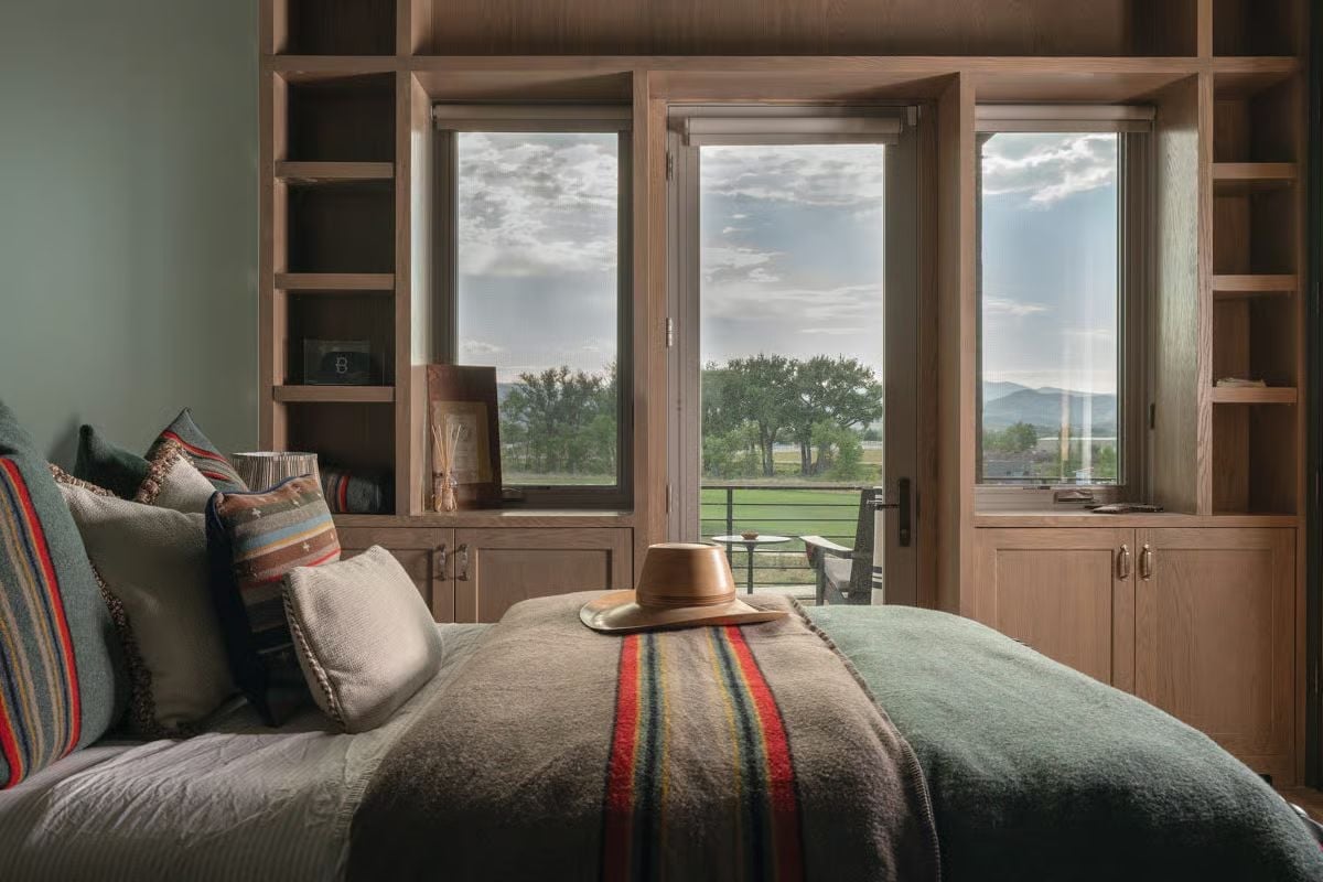 Pendleton Blanket, Hat on the Bed, and Mountains Sitting Right Outside