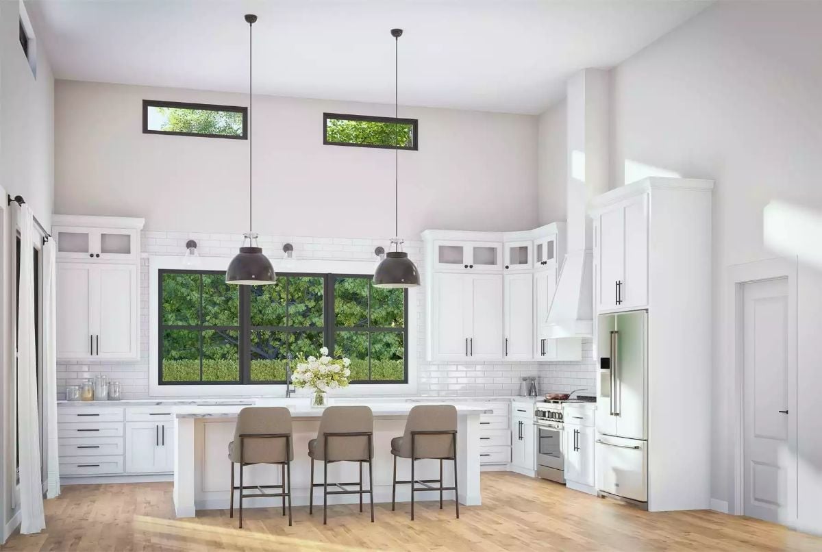 Clerestory Light, Black Pendants, and Cabinets That Go All the Way Up