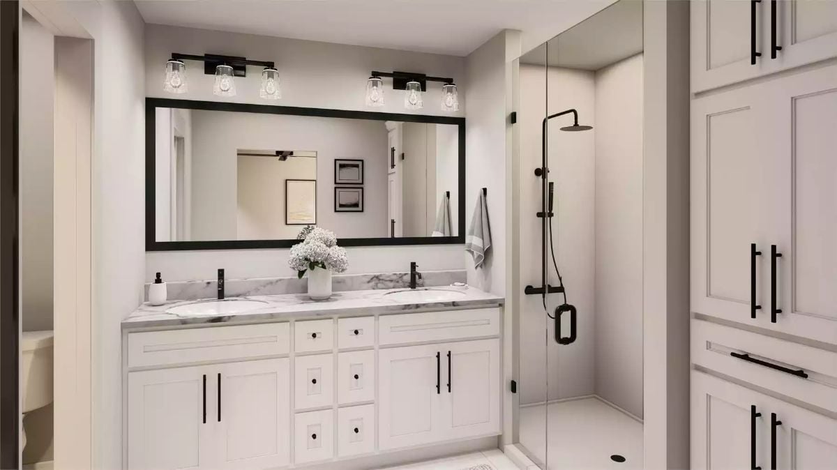 Marble Counters, Matte Black Hardware, and Double Sinks Worth Waking Up For