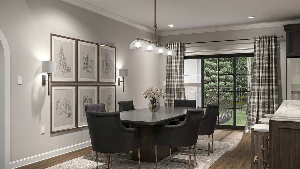 Architectural Sketches and Plaid Curtains Playing Surprisingly Well Together